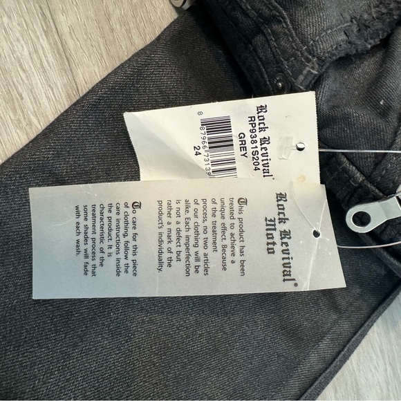 Rock Revival Gray Camille Skinny Moto Jeans NWT Size 24 Waist​ - Picture 11 of 12